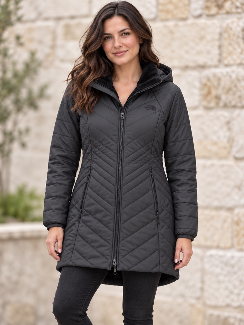 The North Face Mossbud Reversible Hooded Insulated Parka Charcoal Black XL